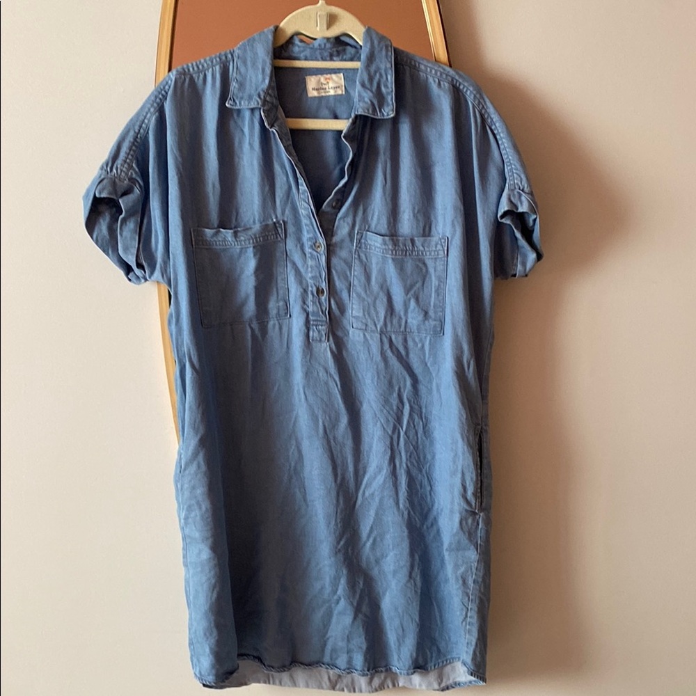 Marine Layer Light Blue Denim-Style Mini Dress